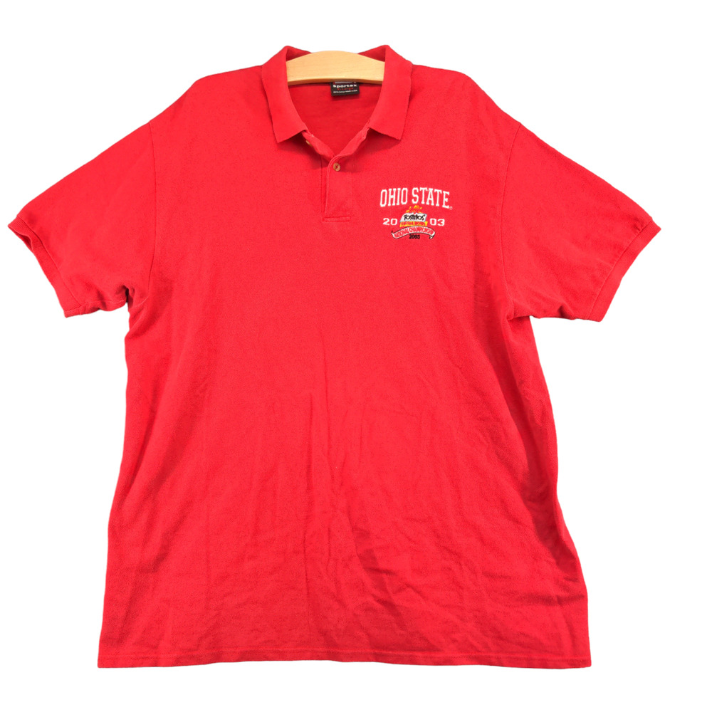Sportex Men's Polo Red XL Ohio State 2003 Tostitos Fiesta Bowl Vintage Logo